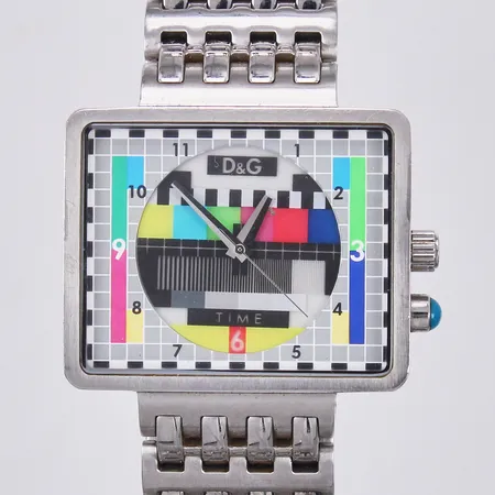 Armbandsur Dolce & Gabbanai stål med stållänk, ca 40x32mm, quartz, står stilla, i behov utav batteribyte   