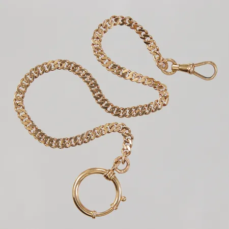 Klockkedja rundad pansar, längd ca 25,5cm, bredd 3,5mm, 18K Vikt: 12,1 g