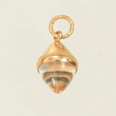 Berlock med ljusbrun sten, 15x8mm inkl ögla, 18K 0,8g totalt