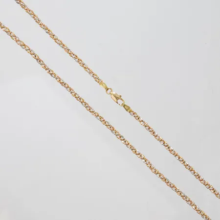 Collier flätad, längd ca 42,5cm, bredd 3mm, tvåfärgad, 18K Vikt: 6,8 g