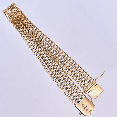 Armband Fiskbenslänk längd 20 cm, bredd 11 mm, 18K. Vikt: 22,2 g