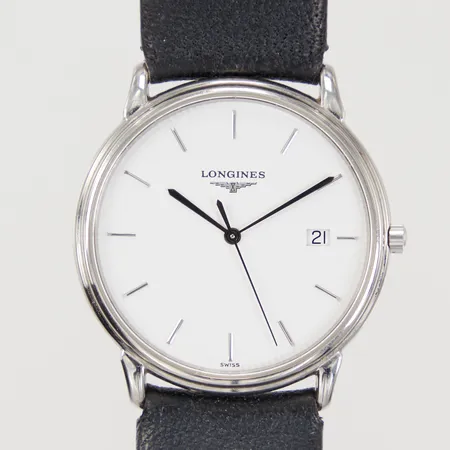 Herrur Longines, Le Grande Classique de Longines, Ø34mm, Stål, quartz, behov av batteri byte, ref-nr: L4 677 4, serie-nr: 29484006, läderband ej original samt sliten, inga tillbehör