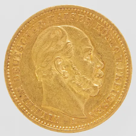 Mynt 20 mark, Wilhelm II Deutscher Kaiser, 1883, Ø22,5mm, 21,6K  Vikt: 8 g