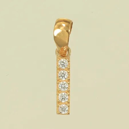 Hänge med 5 vita stenar, 13mm inkl ögla bredd 2mm, ojämn ögla, 18K 0,2g totalt