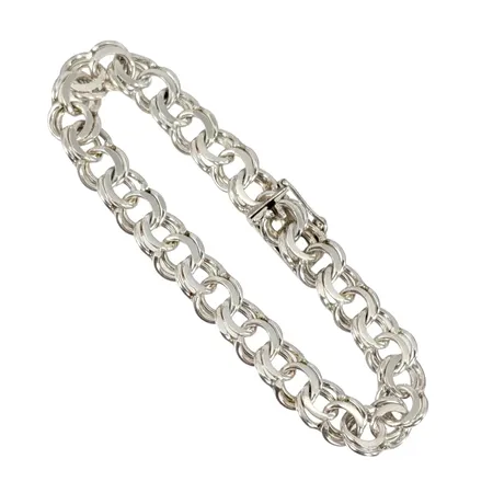 Armband Bismarck, silver, Silvos Ab (SVY), Ystad, svensk kontrollstämpel, längd knäppt 18,5 cm, bredd 9 mm, fint skick Vikt: 21,4 g