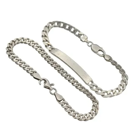 Armband, 2 stycken, Pansar, silver 925/1000, längd 20 cm, ett lås defekt, bruksmärken Vikt: 29,4 g