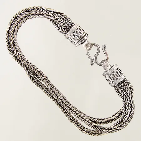 Armband tredelad rävsvans, längd: 20,5cm, bredd: 10,3mm, silver 925/1000 Vikt: 34,5 g