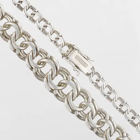 Collier Bismarck, doserat, längd: 45cm, bredd: 6 - 14mm, 830/1000 silver.  Vikt: 47,5 g