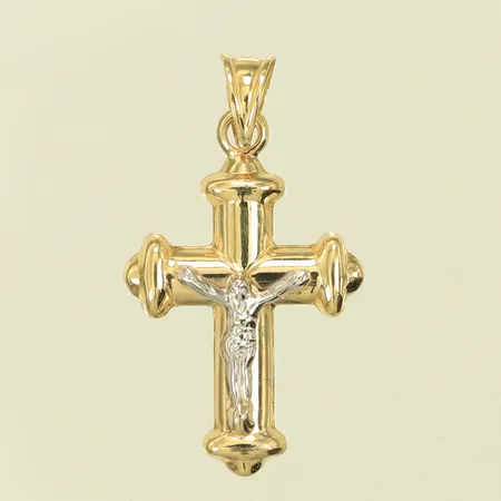 Hänge krucifix tvåfärgad 30x16mm inkl ögla, 14K 1,1g
