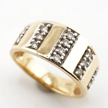 Ring m stenar, stl 18(56), bredd 10mm, 18k Vikt: 6,6 g