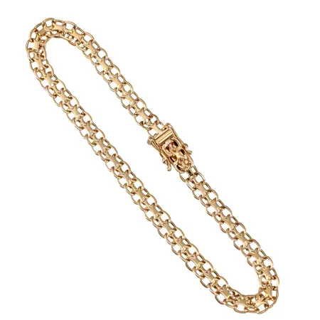 Armband X-länk, 18K guld, Bg:S Guld (BRG), Stockholm, svensk kontrollstämpel, längd knäppt 18,5 cm, bredd 4,8 mm Vikt: 6 g