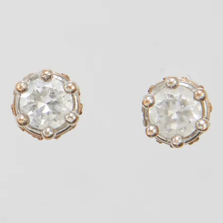 Örhängen med vita stenar, Ø5mm, tvåfärgade, gängade stift, 9K Vikt: 1,7 g