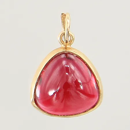 Hänge med röd sten, 15x10mm, 18K  Vikt: 1,1 g