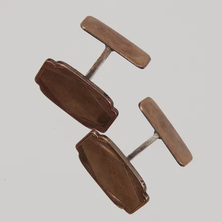 Ett par manschettknappar, 19x14mm, mönsterdekor, böjda, silver,  Vikt: 18,9 g