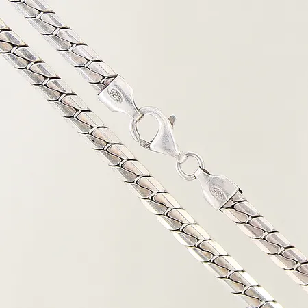 Kedja manglad pansar, längd: 43,5cm, bredd: 4mm, silver 925/1000 Vikt: 25,3 g