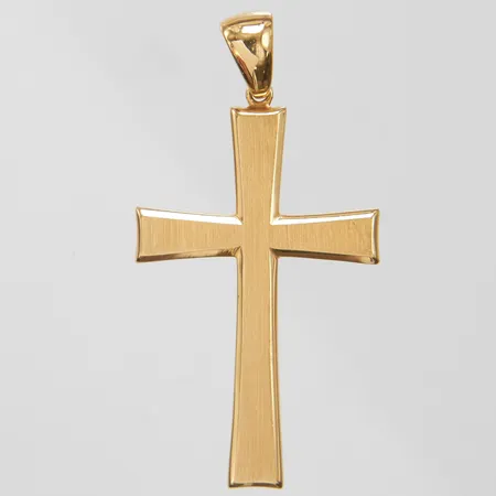Hänge kors, längd ca 43mm inkl ögla, bredd 5-22mm, 18K Vikt: 5,1 g