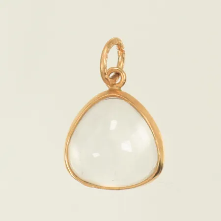 Berlock med vit sten, 15x10mm inkl ögla, 18K 0,8g totalt