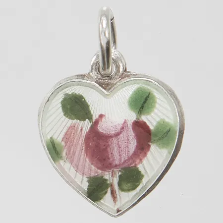 Hänge hjärta med emaljdekor, 17x11,6mm, silver, 925/1000 Vikt: 0,9 g