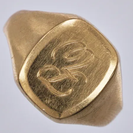 Klackring graverad med monogram, stl: 19, 18K Vikt: 3 g