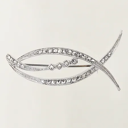 Brosch med markasiter, 51X16mm, silver 835/1000 Vikt: 57,6 g