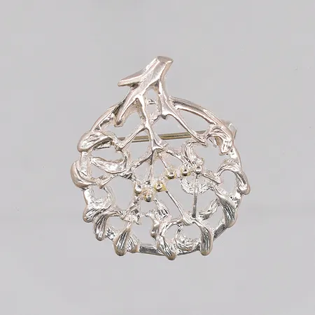 Brosch mistel, ca 25x35mm, Bronsil Köping, silver 925/1000 Vikt: 5,9 g