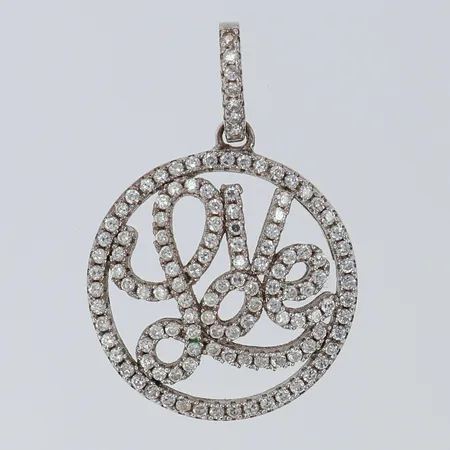 Hänge med vita stenar "Love", 29x19mm ink ögla, Silver 925/1000.  Vikt: 2,8 g