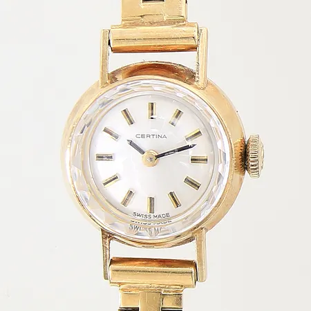 Damur Certina, 14K, manuell, Ø17mm, Korridorlänk i 18K, längd: 17cm, bredd: 6mm, boett-nr: 0809483, serie-nr: 545364, bruttovikt: 25,1g. 