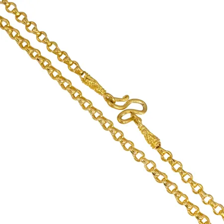 Halskedja, 23K guld (965/1000), total längd 53,5 cm, bredd 3,4 mm, 1 baht Vikt: 15,2 g