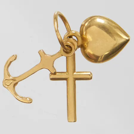 Hänge, tro hopp och kärlek, längd ca 18,5mm inkl ögla, bredd 8mm, 18K. Vikt: 1 g