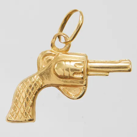 Hänge pistol, längd ca 23mm inkl ögla, bredd 25mm, 18K Vikt: 1,4 g