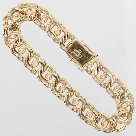 Armband Bismarck, längd: 19,5cm, bredd: 10,5mm, GHA, repor, en låsåtta med mindre ojämnheter, kistlås, 18K guld. Vikt: 41 g