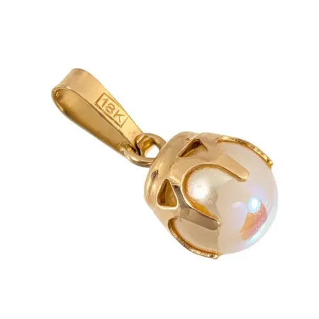 Hänge, 18K guld, syntetisk Pärla - defekt Vikt: 0,6 g