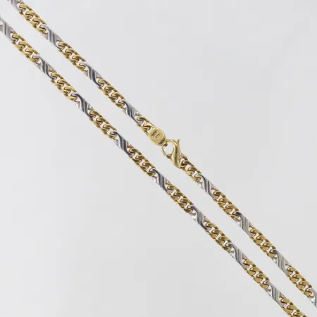 Kedja tvåfärgat, längd 45cm, bredd ca 3,5mm, 18K Vikt: 25,1 g