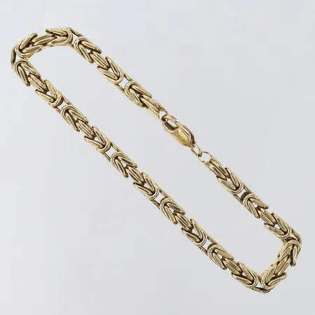 Armband Kejsar, längd 23cm, bredd 5mm, ihålig, 14K.  Vikt: 12,9 g