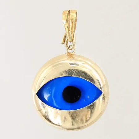 Hänge med motiv av öga av plast, Ø17mm, bucklig, 14K  Vikt: 4,6 g