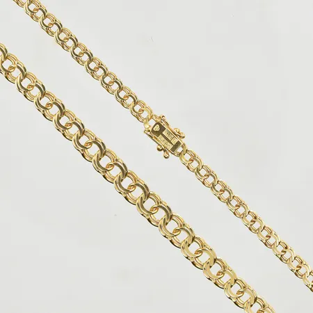 Collier Bismarck, doserad, längd 45 cm, bredd 4-7 mm, 18K. Vikt: 16,3 g