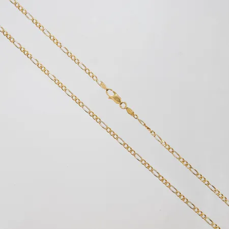 Kedja Figaro, längd ca 53cm, bredd 3mm, slitage på länkar, 18K Vikt: 10 g