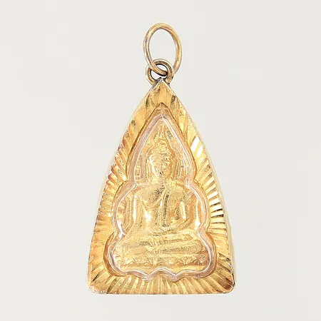 Hänge Buddha, plexiglas, längd: 22mm, bredd: 4,9-13,5mm, bucklig, 18K  Vikt: 3 g