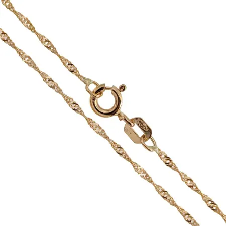 Halskedja Singapore, 18K guld, Guldfynd (GHA), längd 42,0 cm, bredd 1,1 mm, fint skick Vikt: 1,3 g