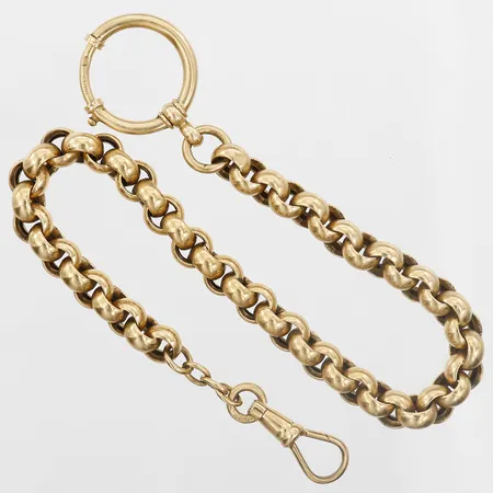 Fickurskedja Ärtlänk, längd: 26cm, bredd: 7mm, 18K guld.  Vikt: 18,3 g