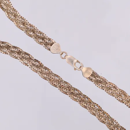 Collier flätat 44cm, bredd 7,5mm, Guldfynd, 925/1000 silver Vikt: 18,9 g