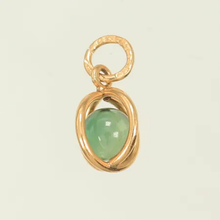 Berlock med grön sten, Ø8mm exkl ögla, 18K 0,8g totalt