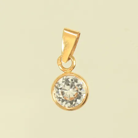 Hänge med vit sten 10x6mm inkl ögla, 18K 0,6g Vikt: 0,6 g