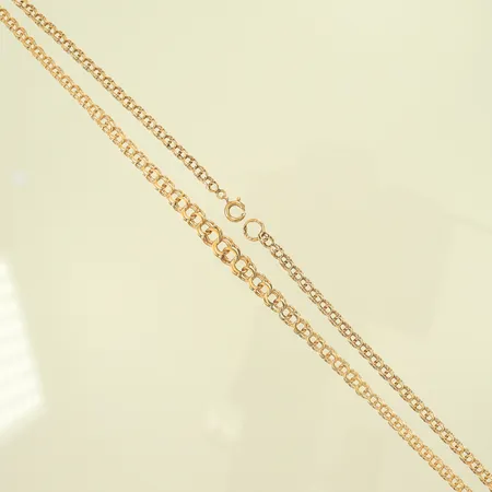 Halskedja doserad Bismarck, längd 47cm, bredd 3-6mm, defekt lås som inte går igen helt, 18K, 8,4g Vikt: 8,4 g