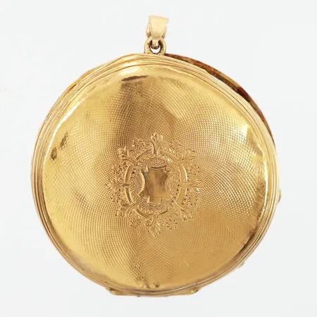 Hänge med fotogömma, trasig, Ø35mm, 18K  Vikt: 6,5 g