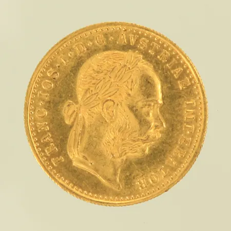 Mynt österrikisk 1 dukat 1915 Ø20mm 23K 3,5g Vikt: 3,5 g
