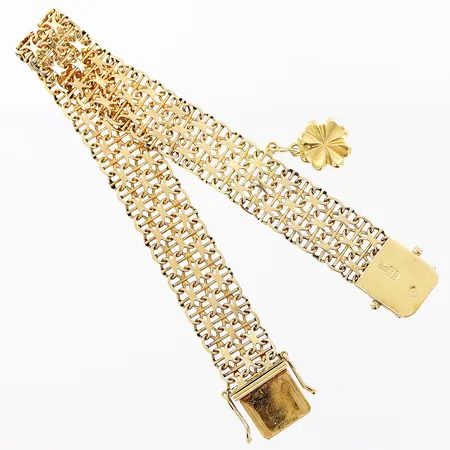 Armband X-länk, 18cm, bredd 12mm, en berlock, 18K. Vikt: 16,6 g