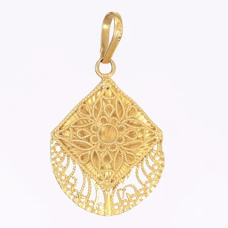 Hänge längd 40mm bredd 25mm något bucklig 21K  Vikt: 3,5 g