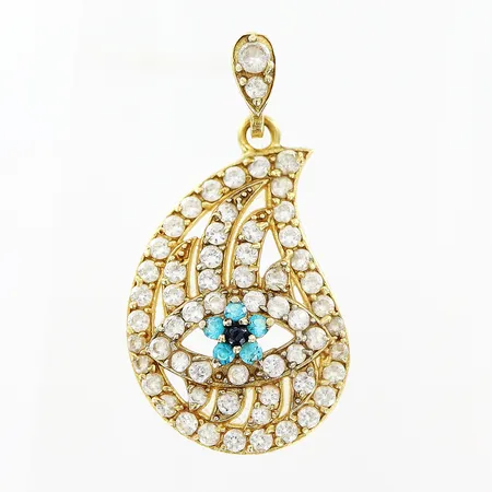 Hänge, stenar, 34x18mm, limrester, 18K. Vikt: 3,6 g