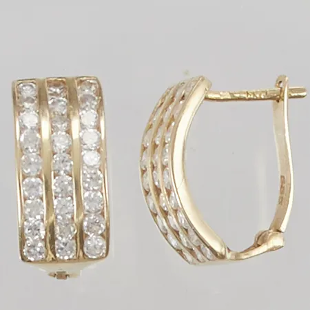 Ett par örhängen 16mm, vita stenar, 14K 3,8g.